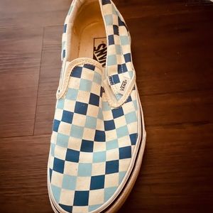 Slip on vans blue and topaz checkered
